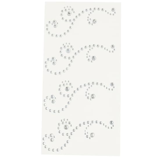 12 Packs: 4 ct. (48 total) Clear Swirl Flourish Adhesive Rhinestones by Recollections™